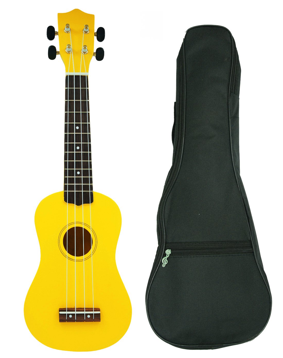 买一送四 黄木尤克里里/小四弦21寸吉他(黄色)(送21寸吉他袋,拨片,琴