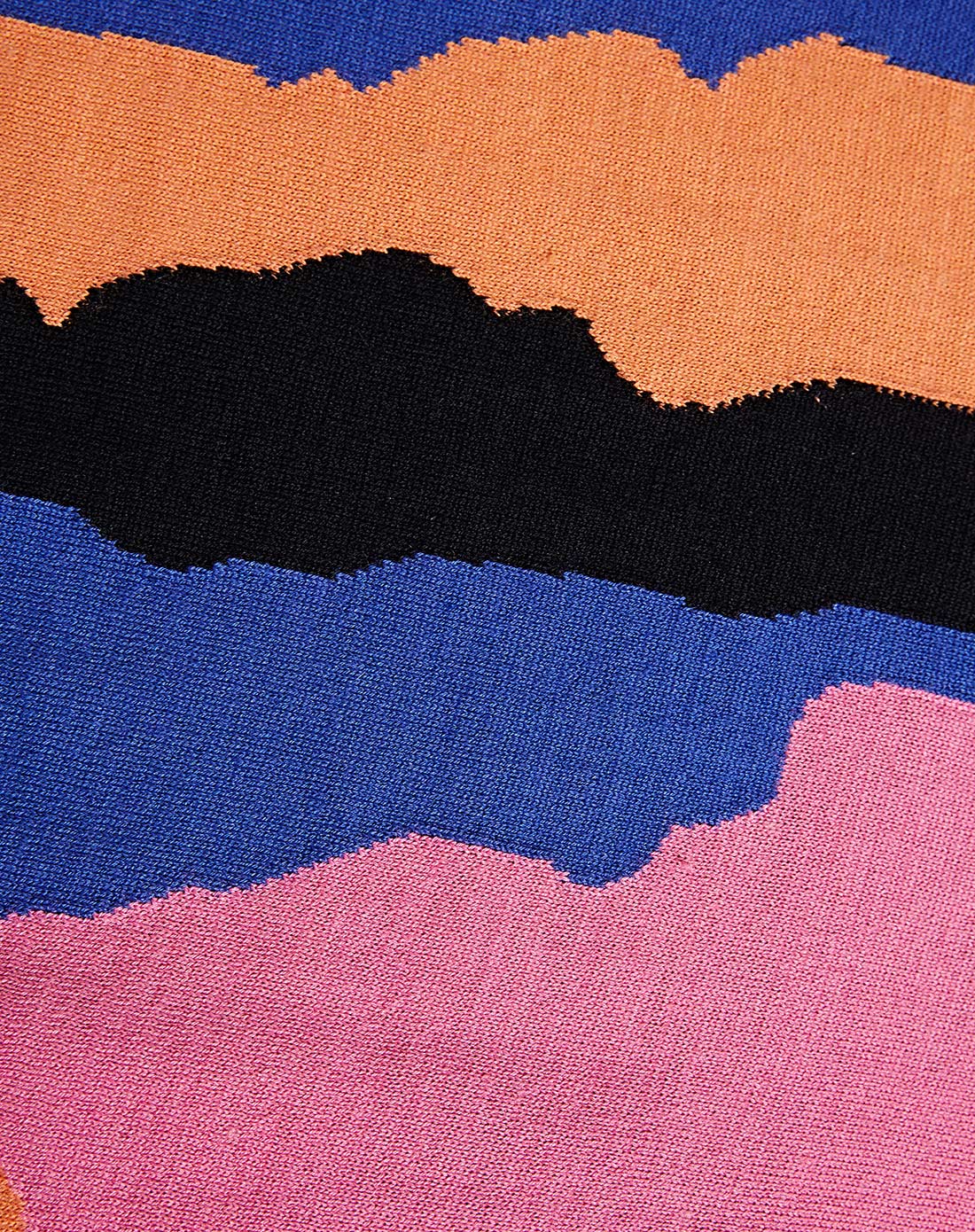 粉蓝黑橙四色拼接长袖针织衫