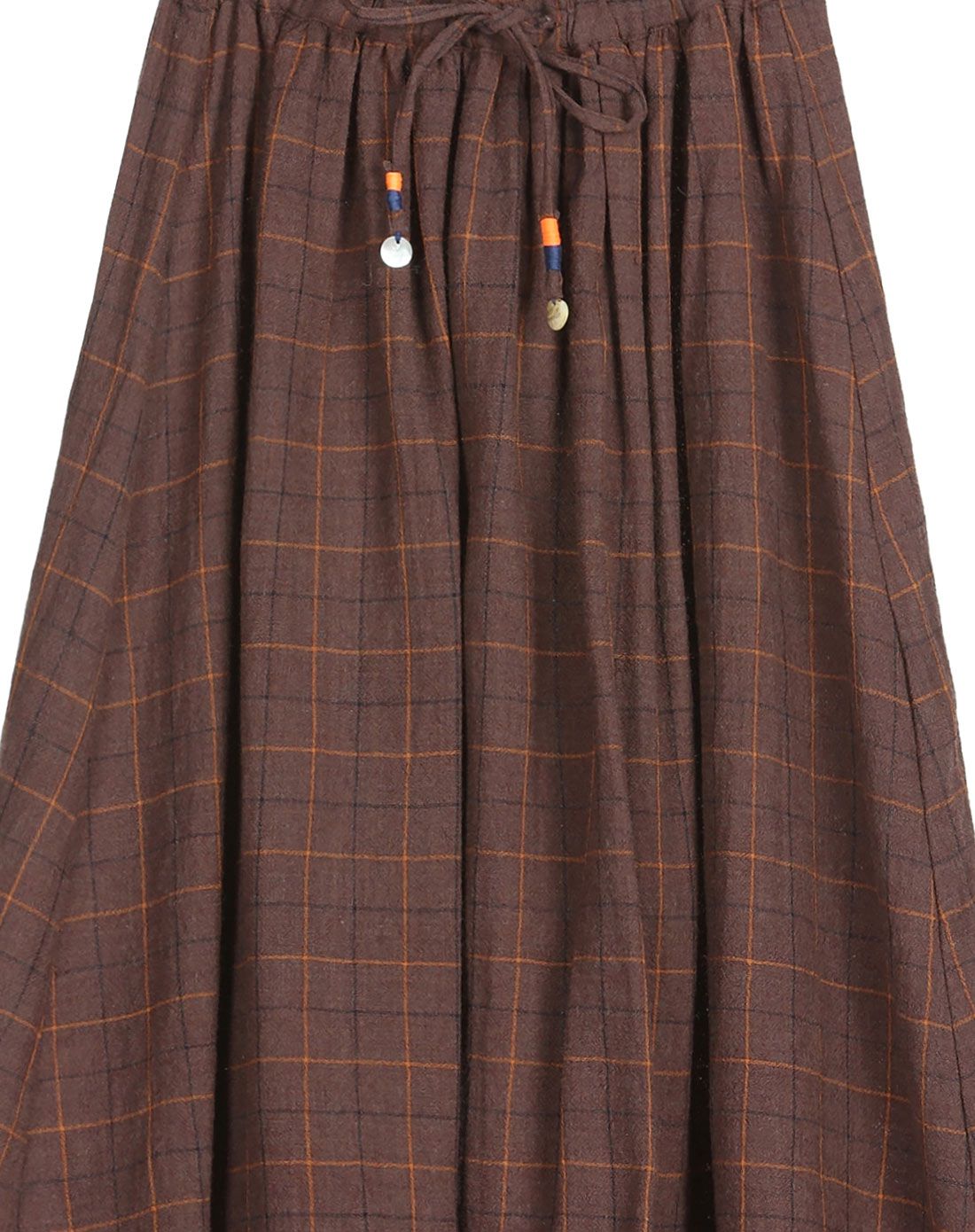 女款深绯色色纺格子腰裙