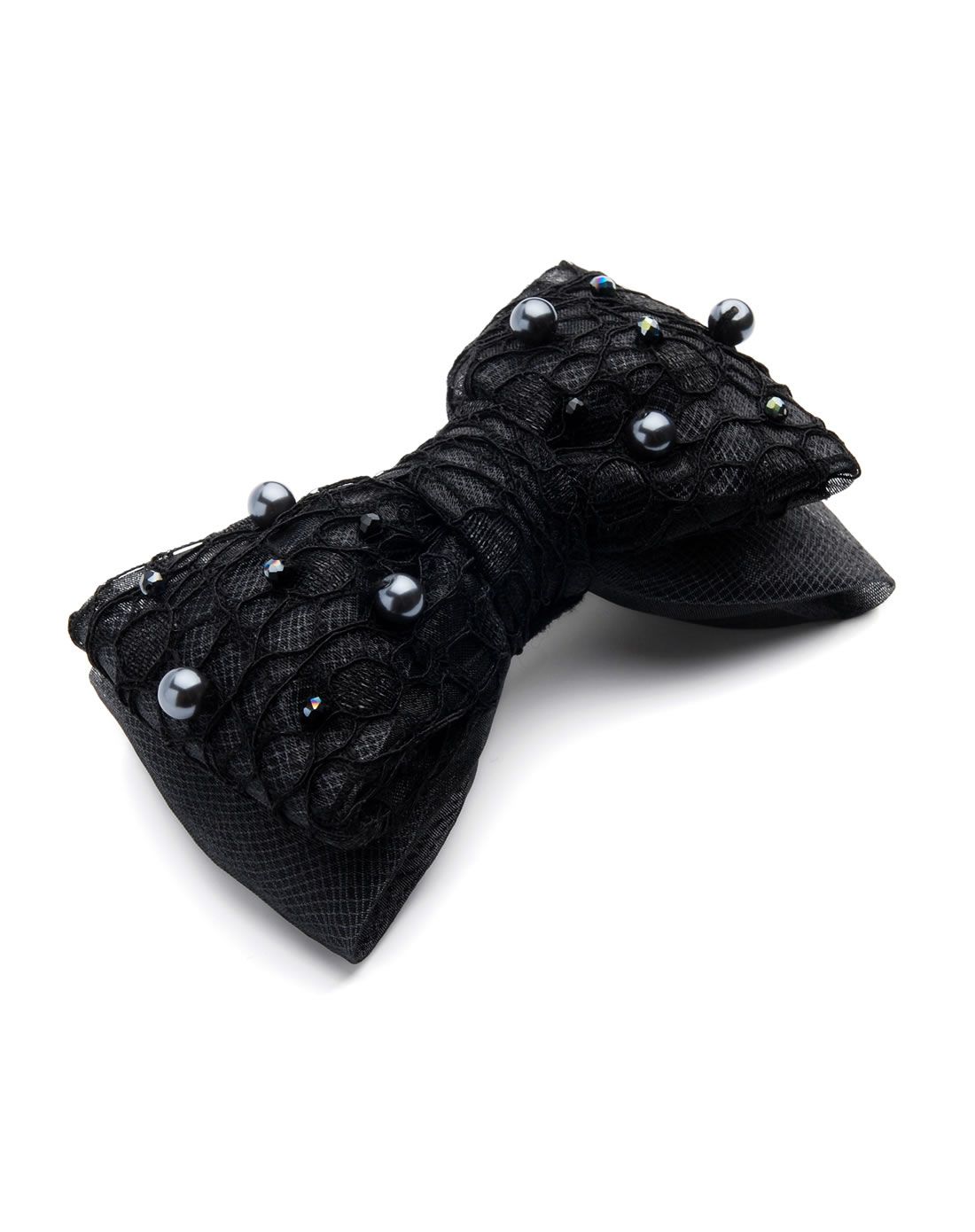 清韵黑色蕾丝马尾夹横夹发夹发饰