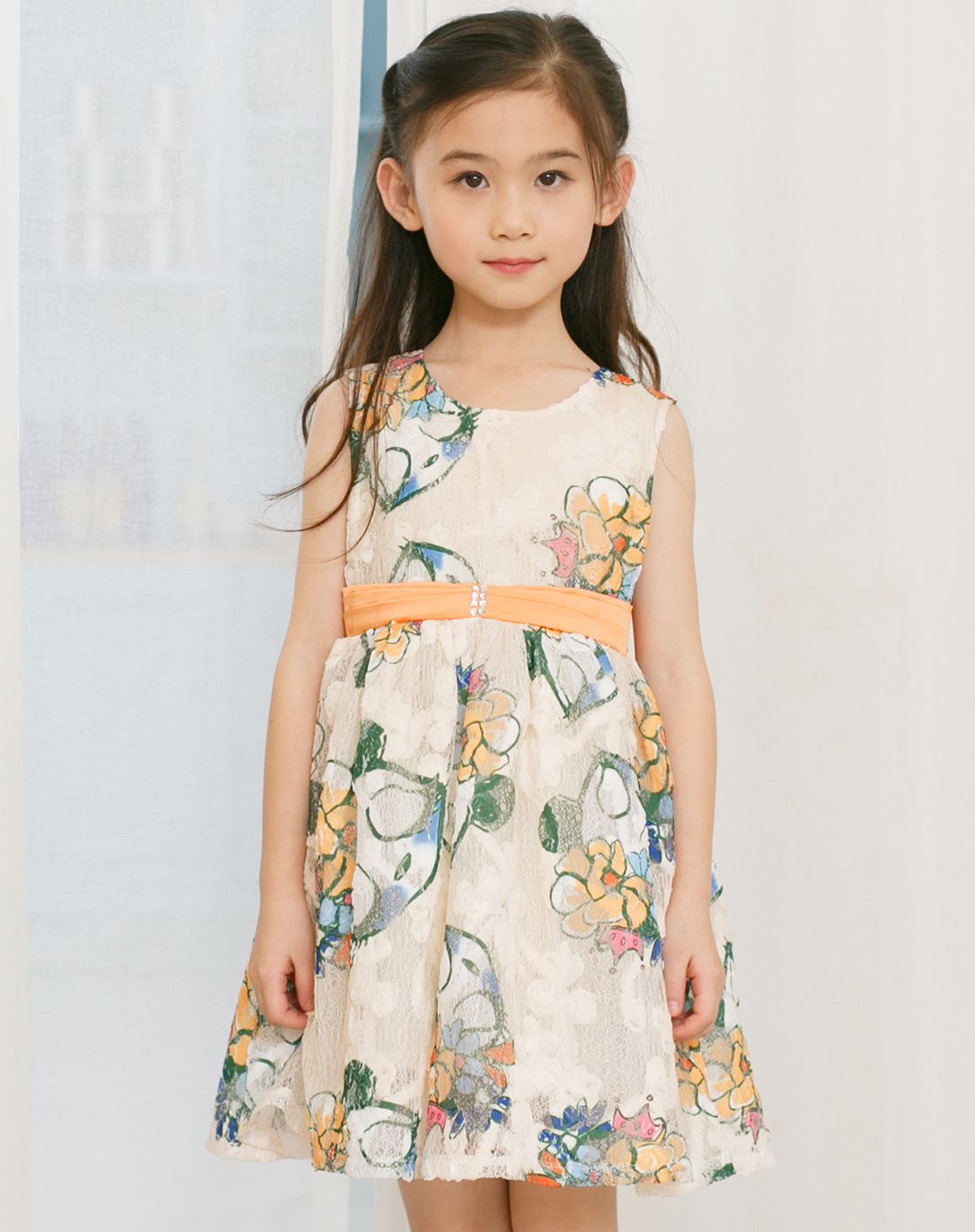 富罗迷follow me童装童鞋专场女童杏色夏季连衣裙f6b9616l09_唯品会