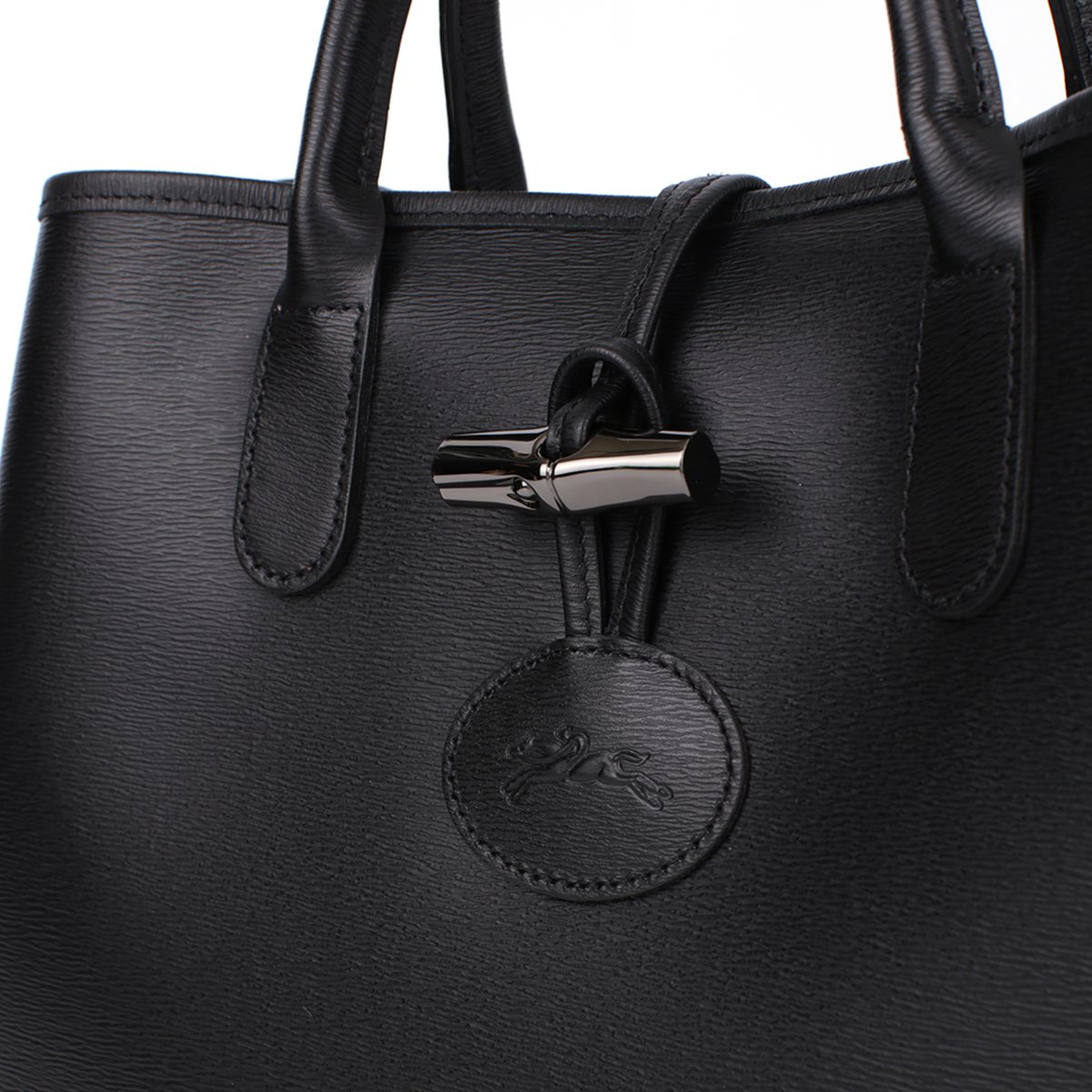 longchamp/珑骧 roseau 简约时尚竹节造型 女士黑色大号