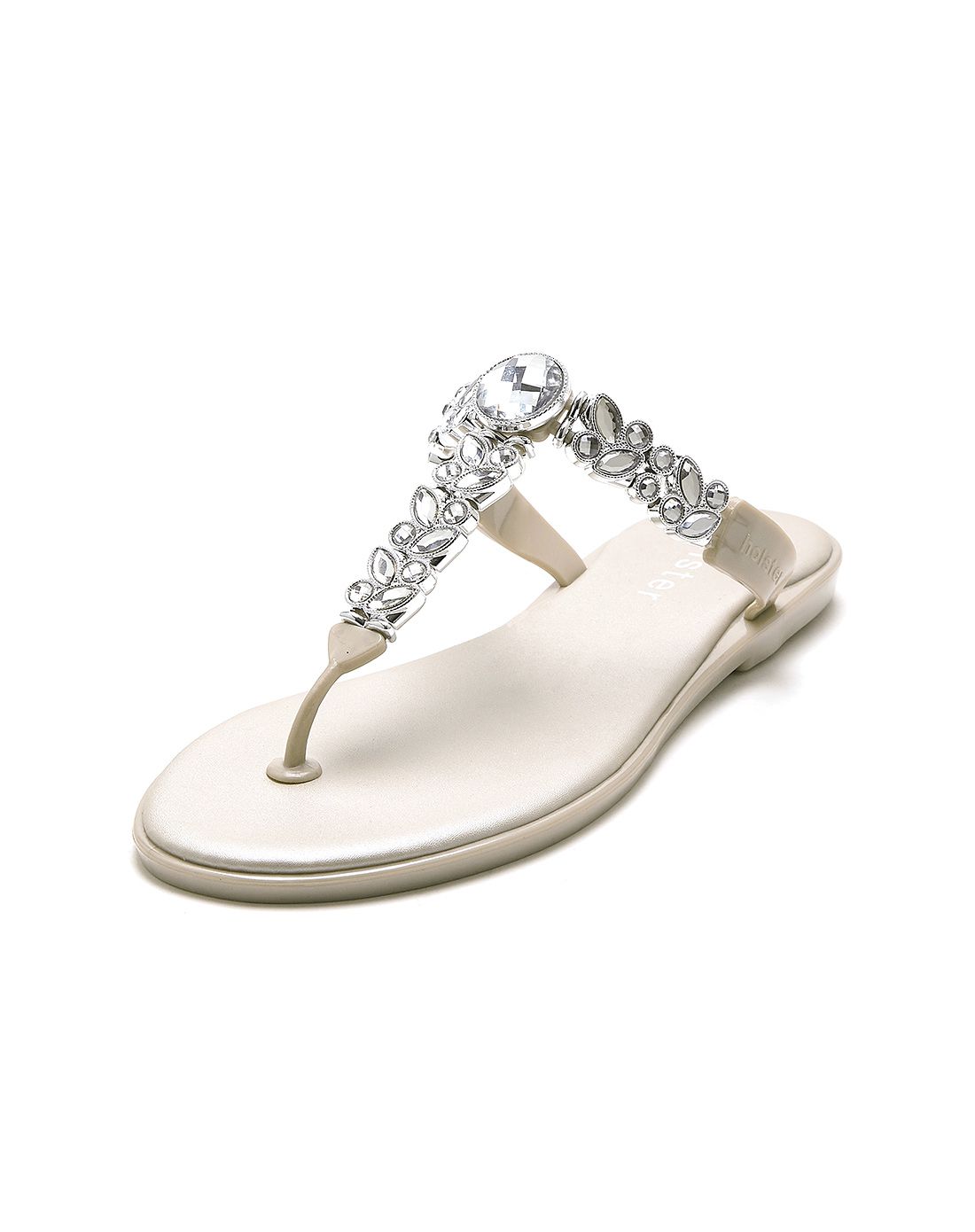 潘多拉 镶饰平底t字夹趾凉拖