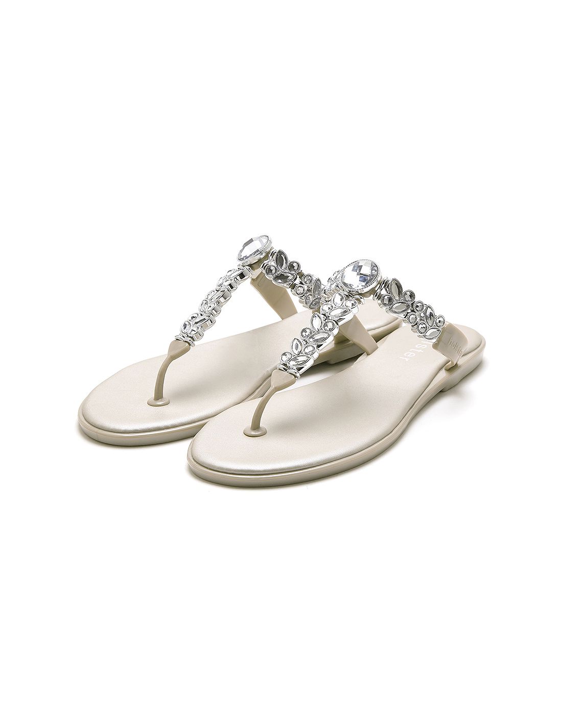 潘多拉 镶饰平底t字夹趾凉拖