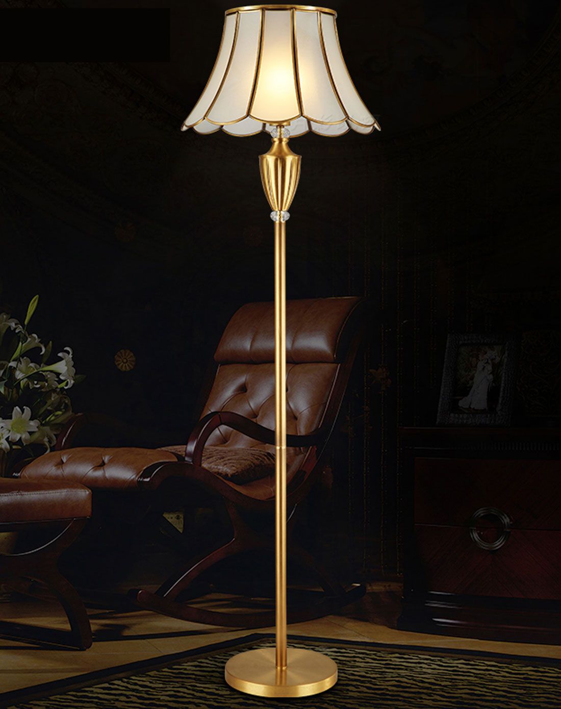 欧式复古全铜落地灯