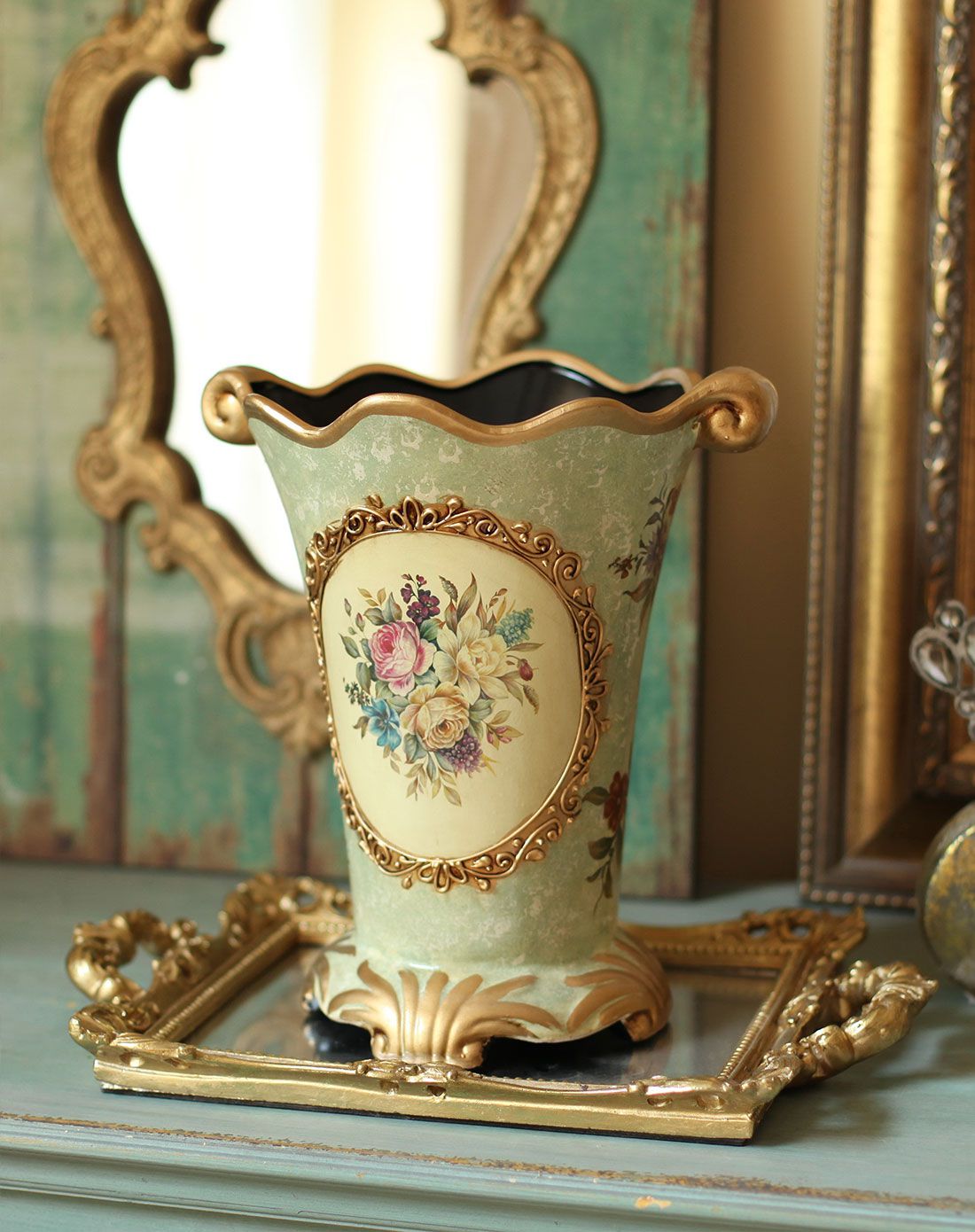 欧式古典风花朵陶瓷大花瓶