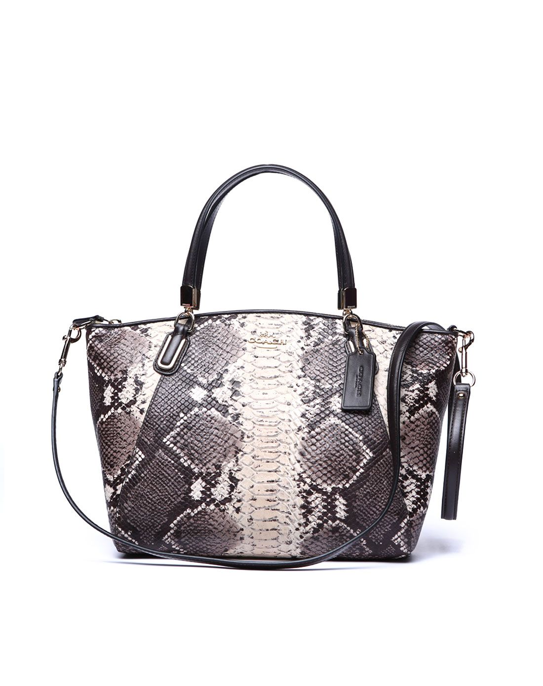 > coach女士蛇纹纯皮手提包