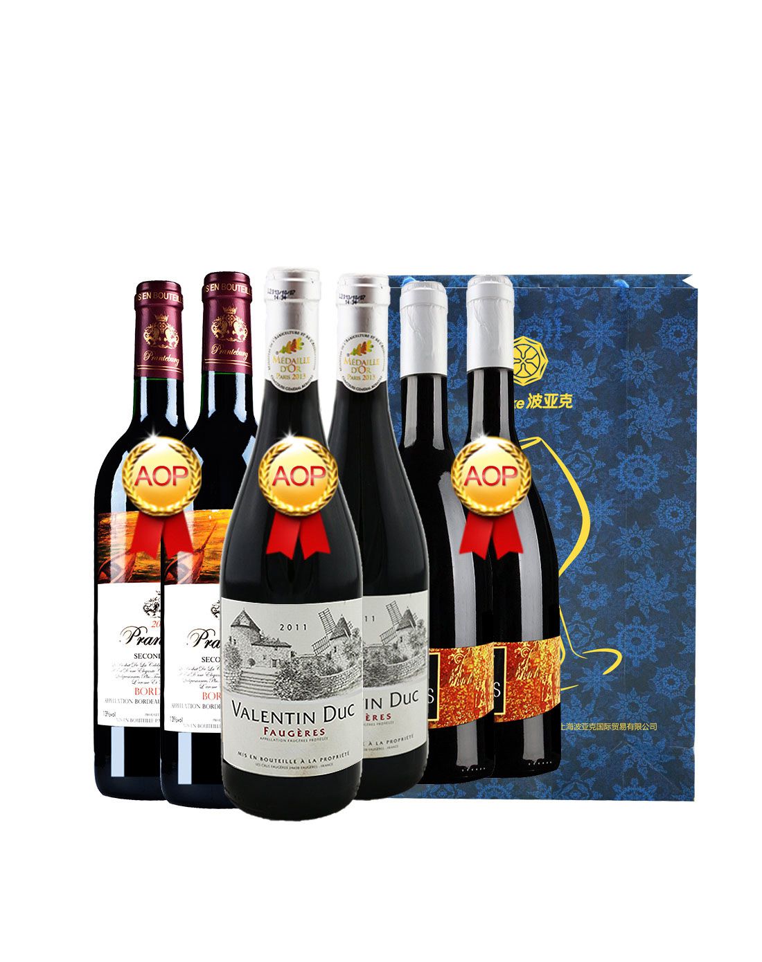 勃兰登堡欧洲红酒品鉴专场法国 勃兰登堡波尔多aop干红6支 送双支礼袋