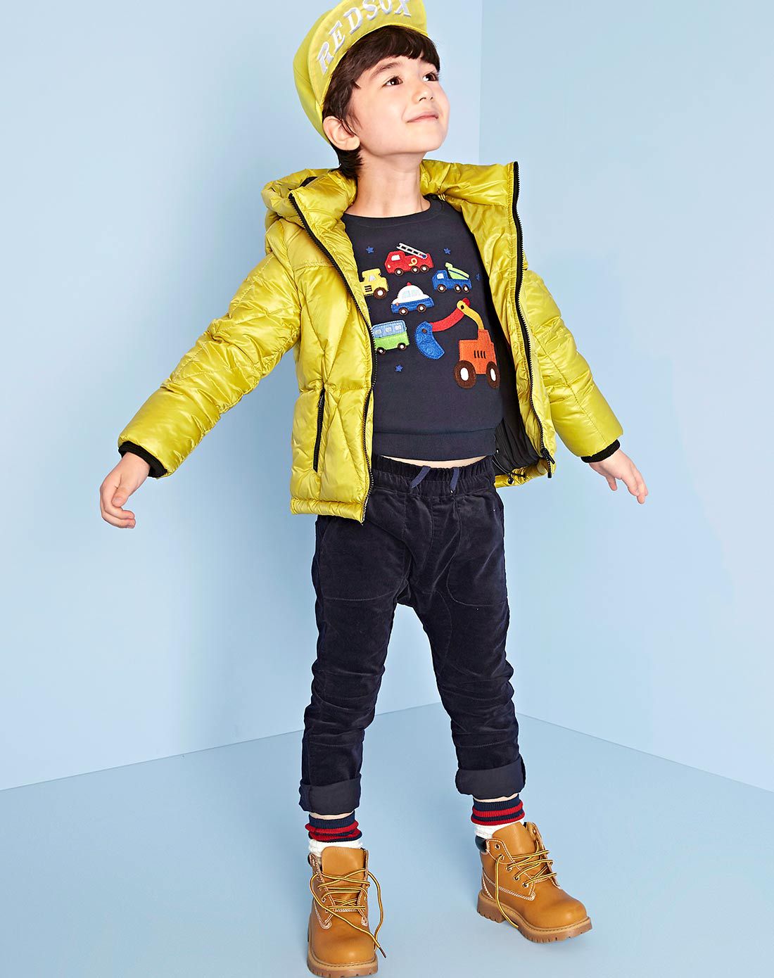 kids童装 男童黄色羽绒服