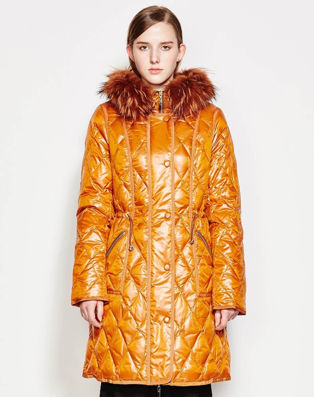 the next 女款橘色羽绒服