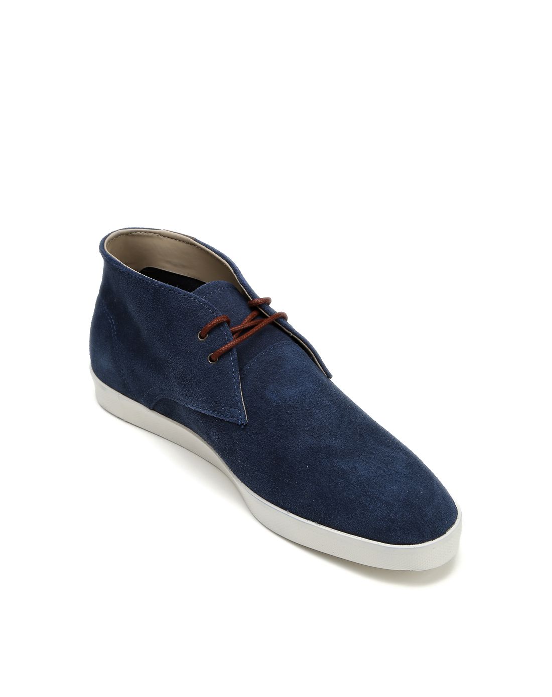 藏蓝色简约反绒高帮休闲鞋