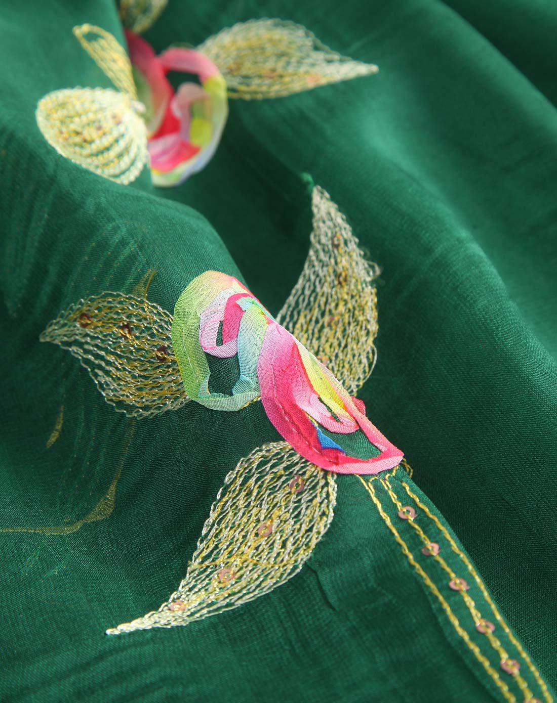 瑞格丽特 新款 时尚亮片点缀五彩丝线刺绣柔软双层围巾