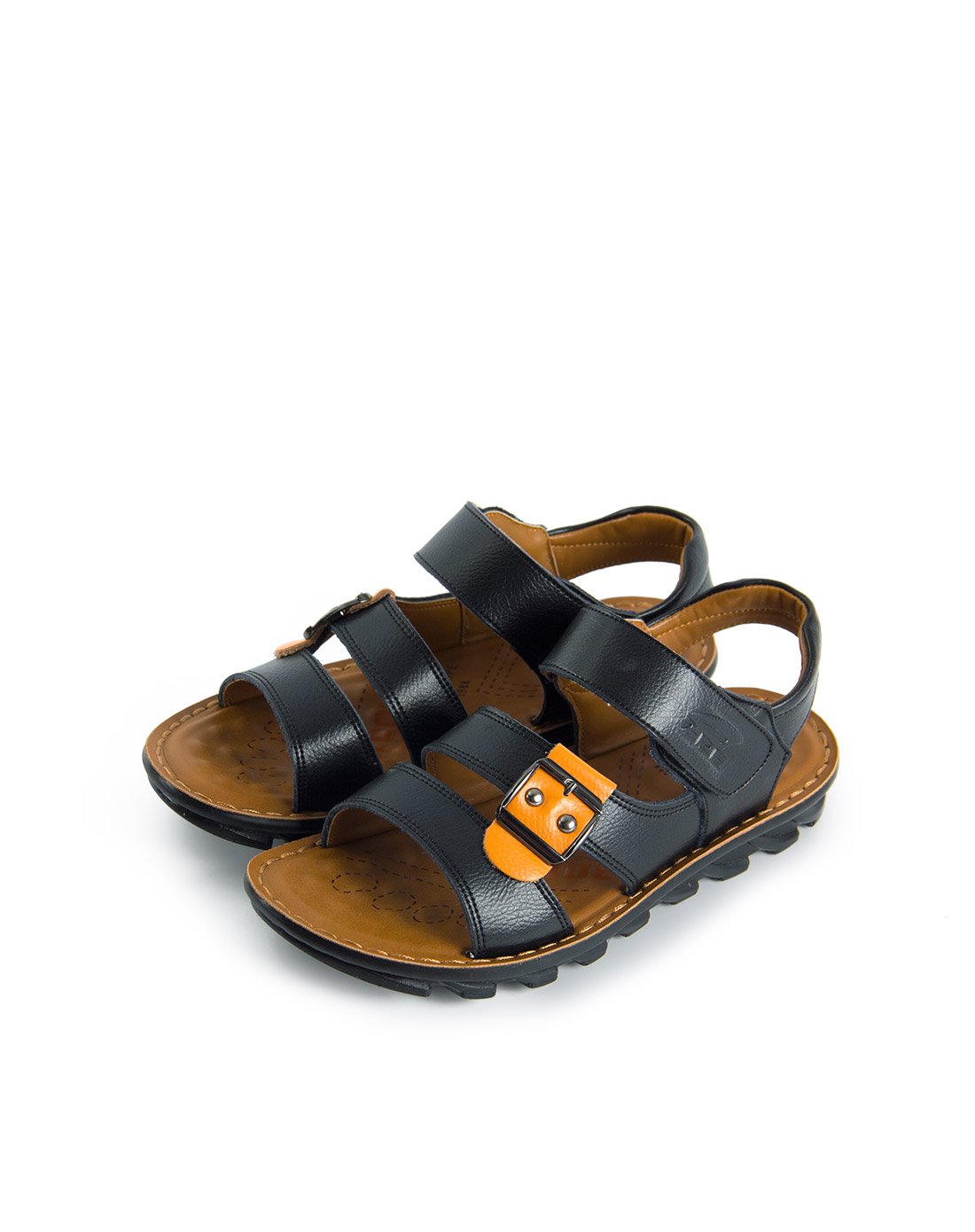 七波辉正品 夏季新品儿童休闲皮凉鞋 男童皮凉鞋大童鞋黑色