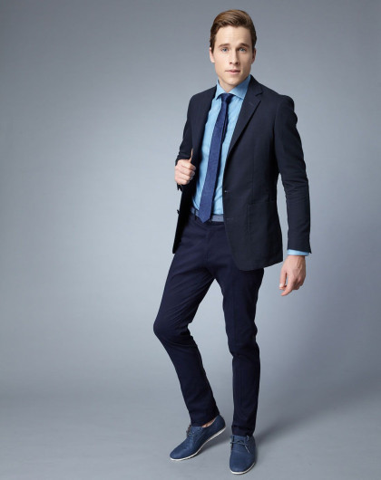 [modern modular wardrobe]纯棉羽量西装外套-海军蓝