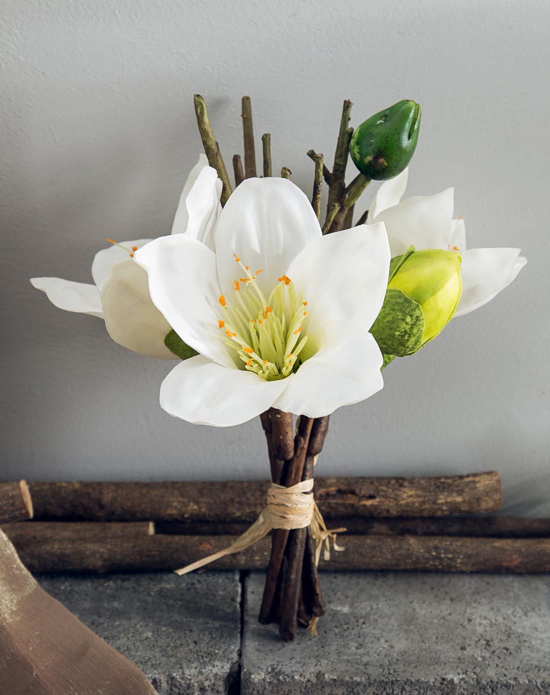 唯美清新大朵木棉花仿真花束-不含瓶