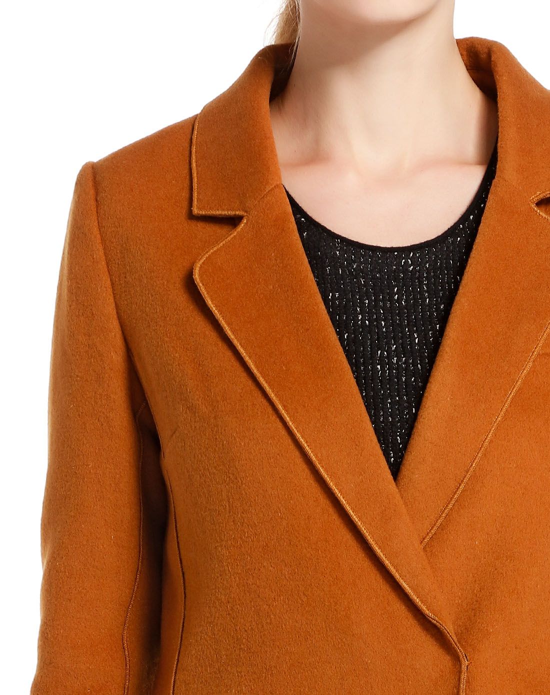 collection暗橘色时尚简约长袖大衣