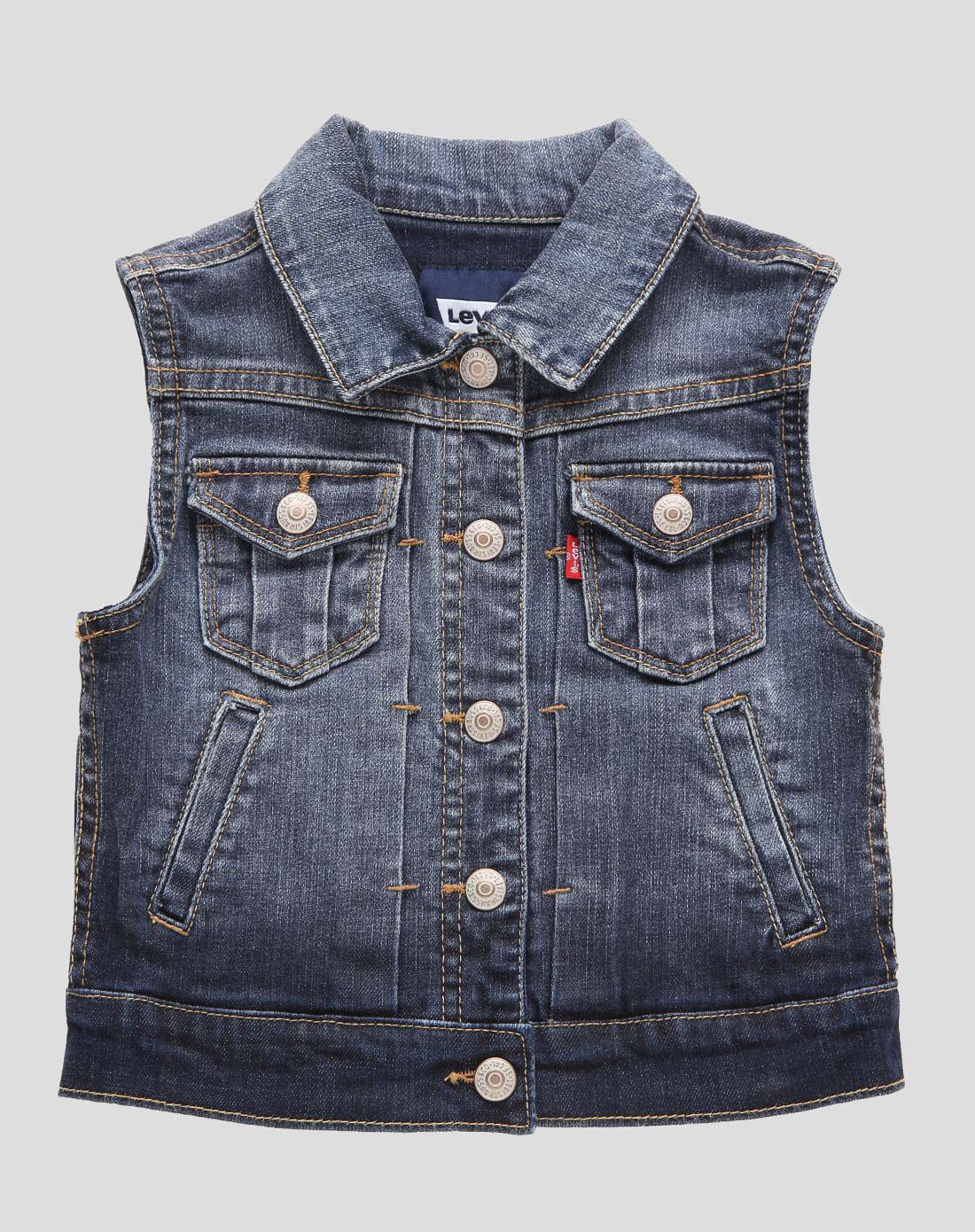 李维斯levis男女童levis 女童灰黑色牛仔马甲3676m41_唯品会