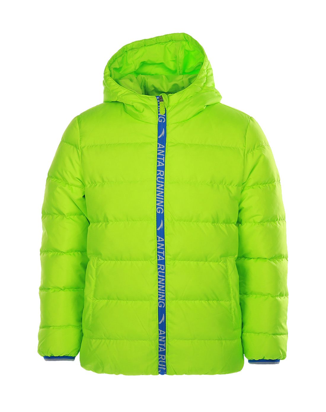 保暖防寒 男童款绿色长袖连帽羽绒服 跑步系列