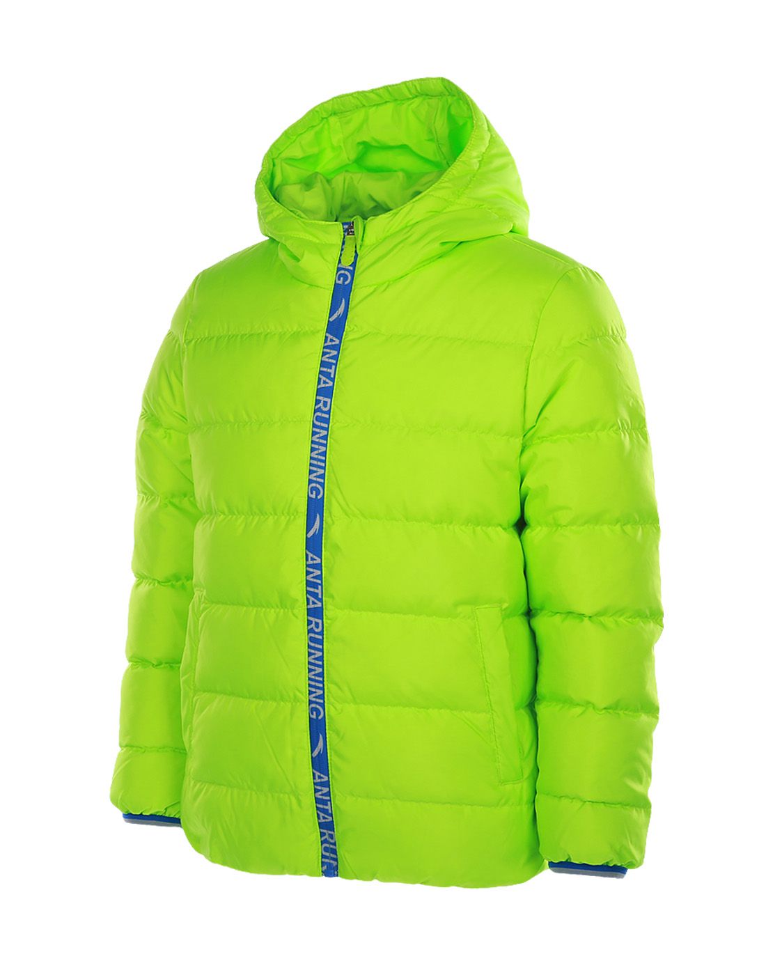 保暖防寒 男童款绿色长袖连帽羽绒服 跑步系列