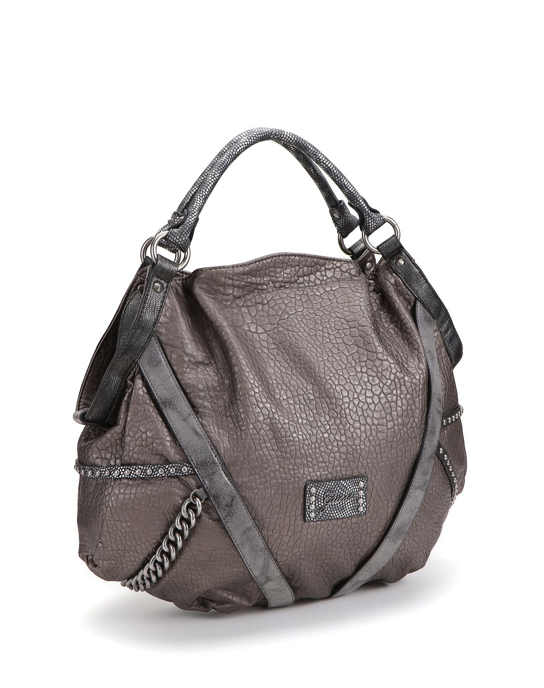 啡灰色压纹淑女单肩包