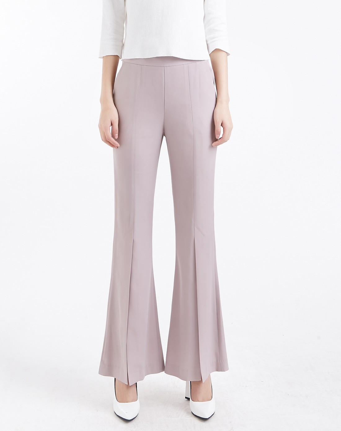 索菲丝尔裤子专场女款藕色前开叉修身显瘦喇叭裤cl61137jj_唯品会