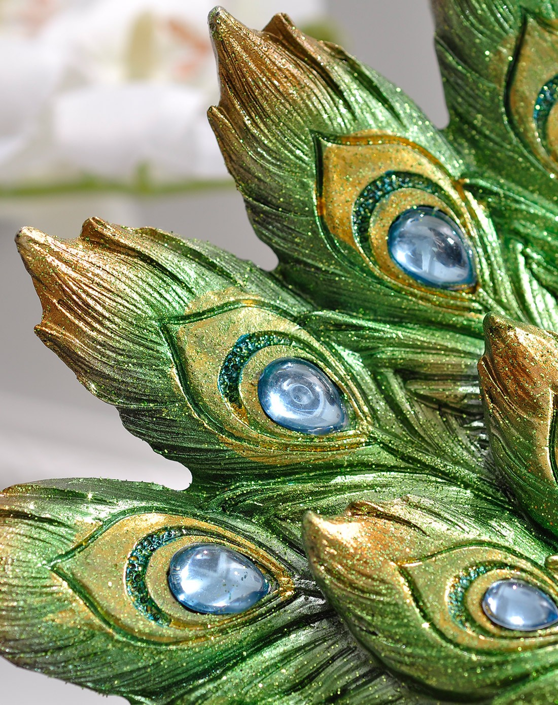 绿孔雀开屏摆件