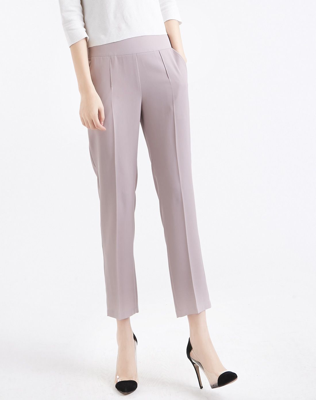 索菲丝尔sofsil裤子移动端专场藕色简洁舒适直筒裤cz61136jj_唯品会