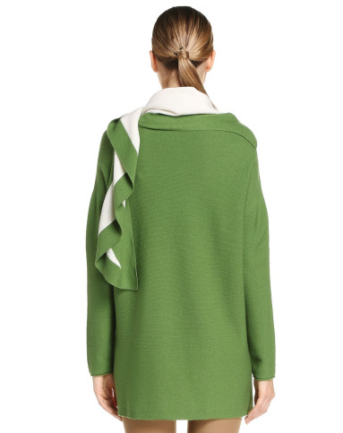 绿色简约舒适松身长袖羊毛衫