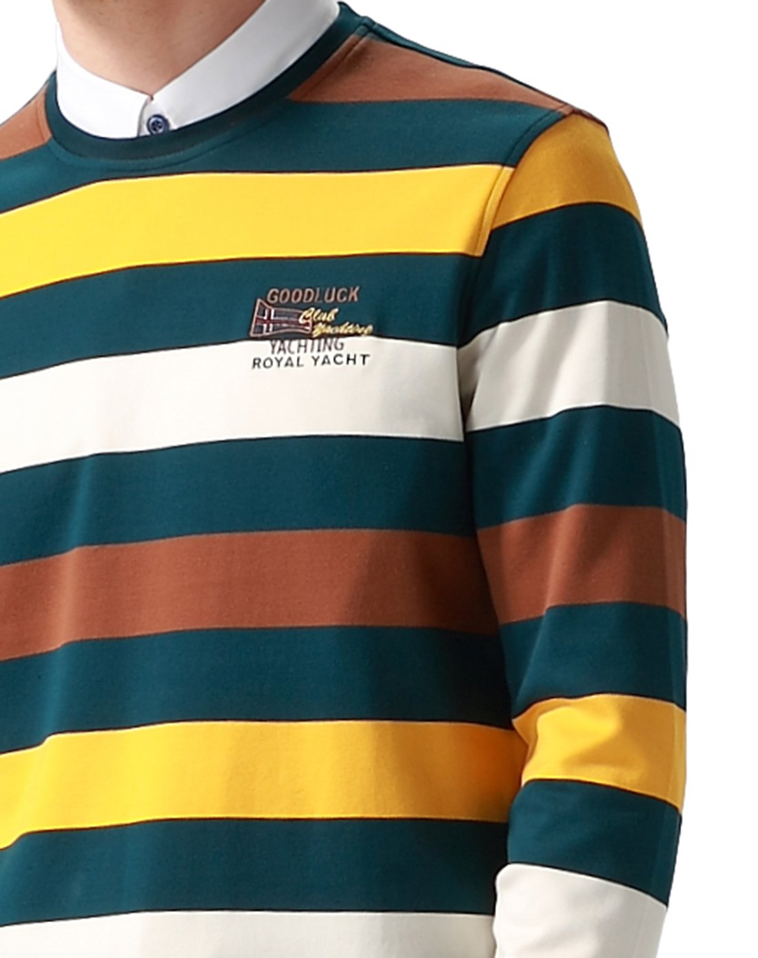 德鲨good luck gladius男装专场 男士圆领条纹休闲纯棉长袖t恤