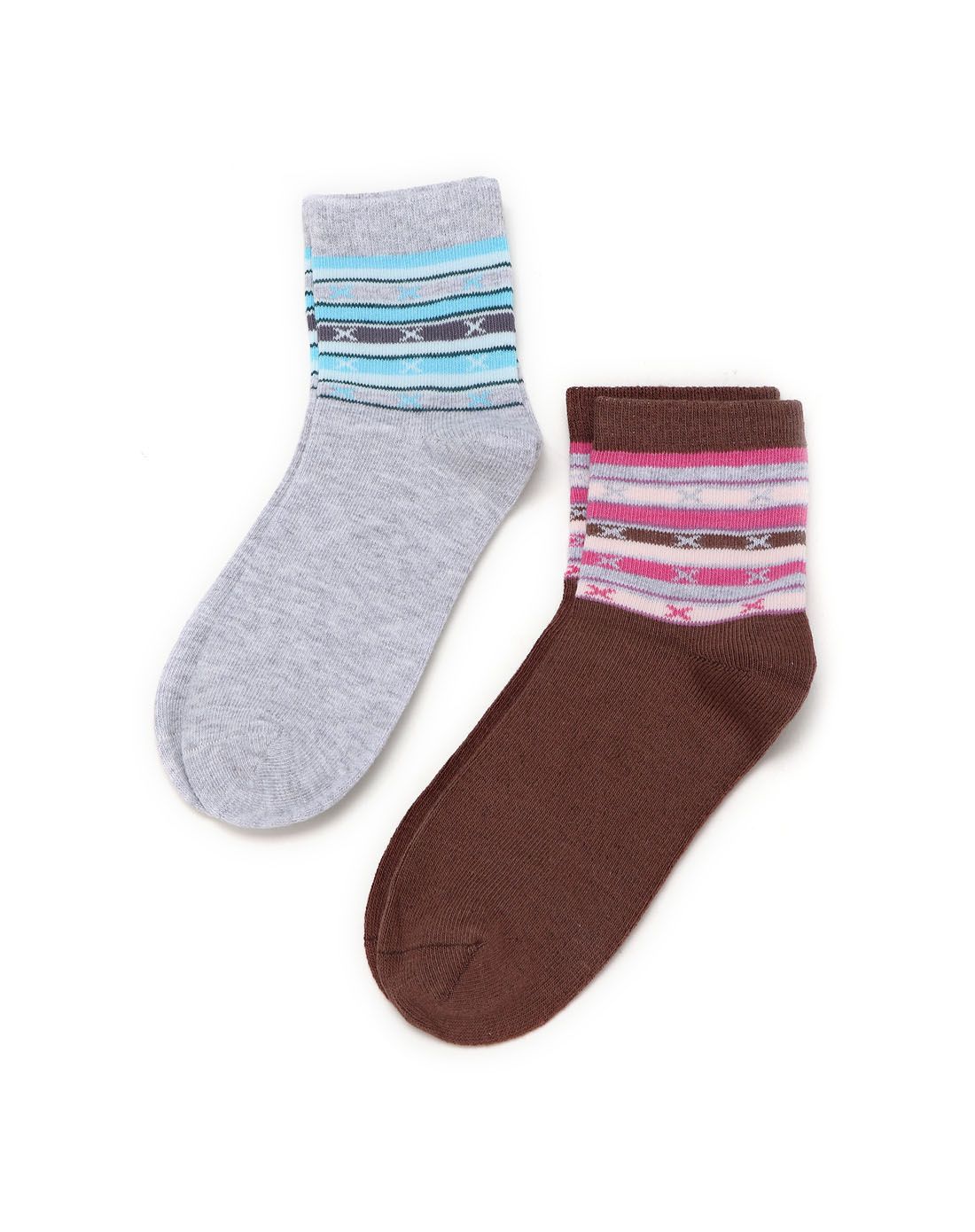 最后约惠-宠爱一家专场aimer kids女童2双装多色提花舒适袜子(颜色随