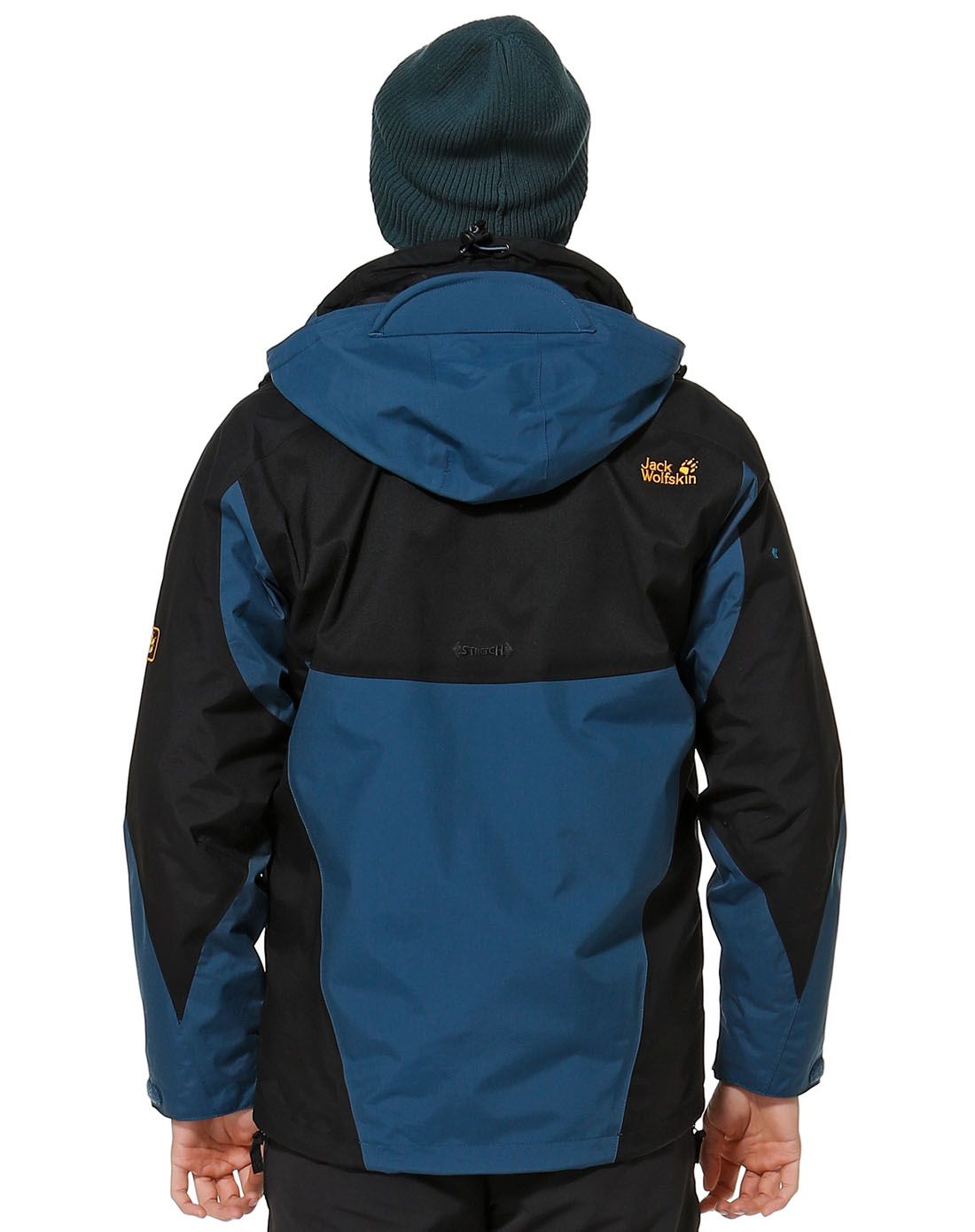 狼爪jackwolfskin户外男女三合一 男款青蓝配黑色冲锋衣 长袖连帽