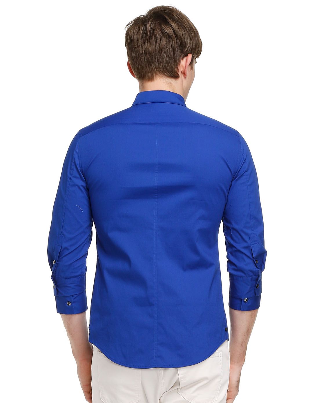 宝蓝色尊贵俊朗长袖衬衫