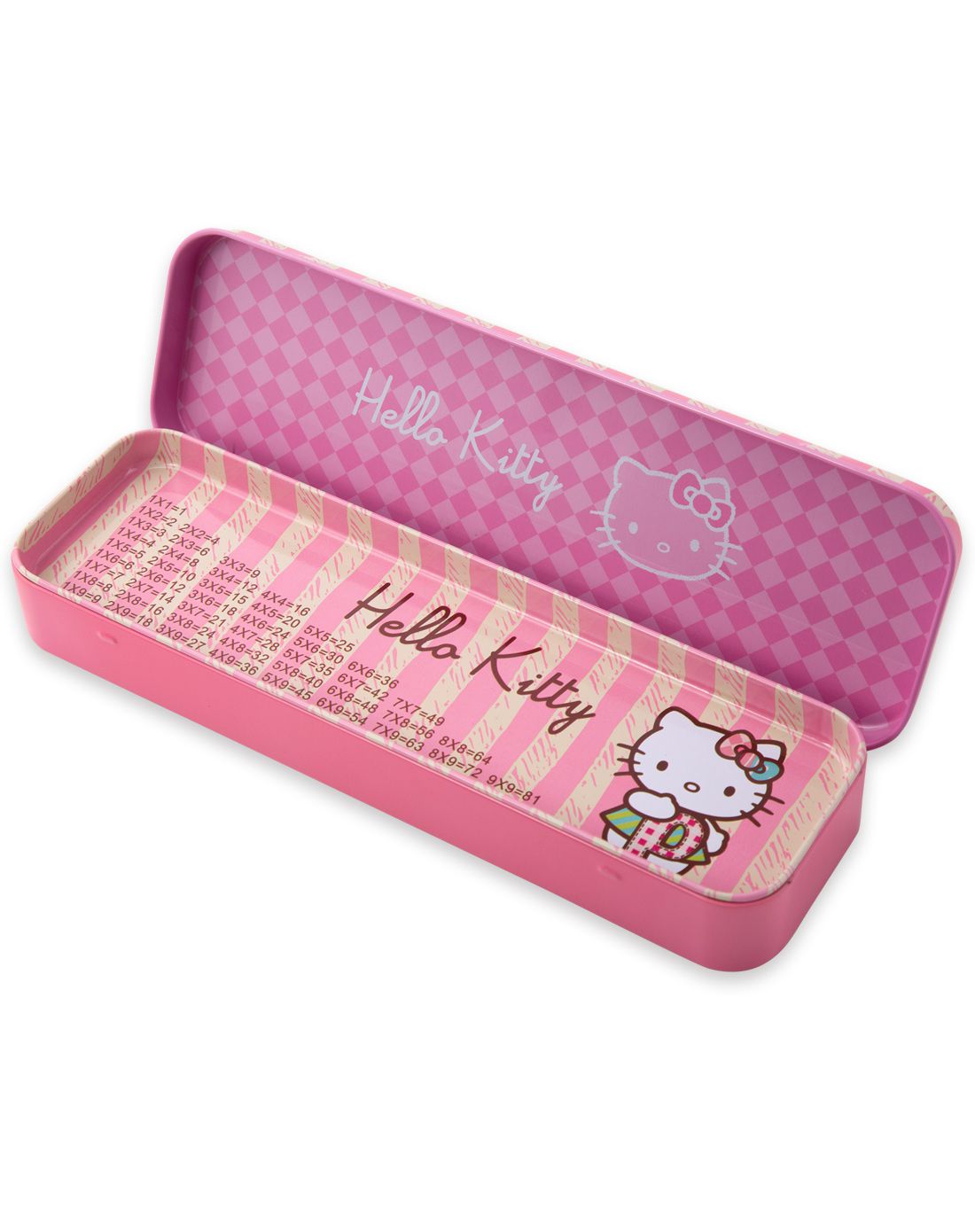 【三件起售】hello kitty系列学生可爱双层铁笔盒-粉色