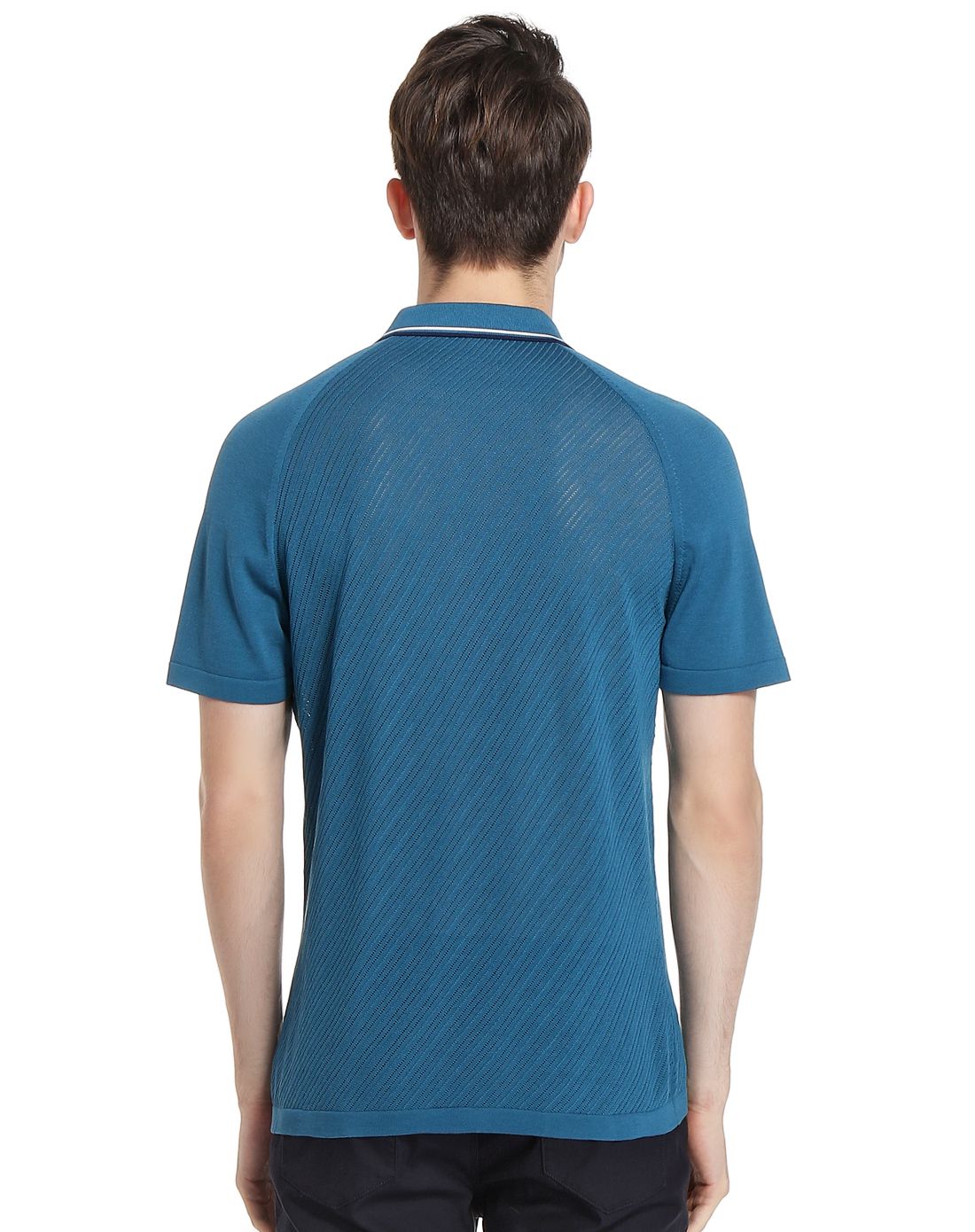 中蓝色怀旧魅力短袖针织t恤