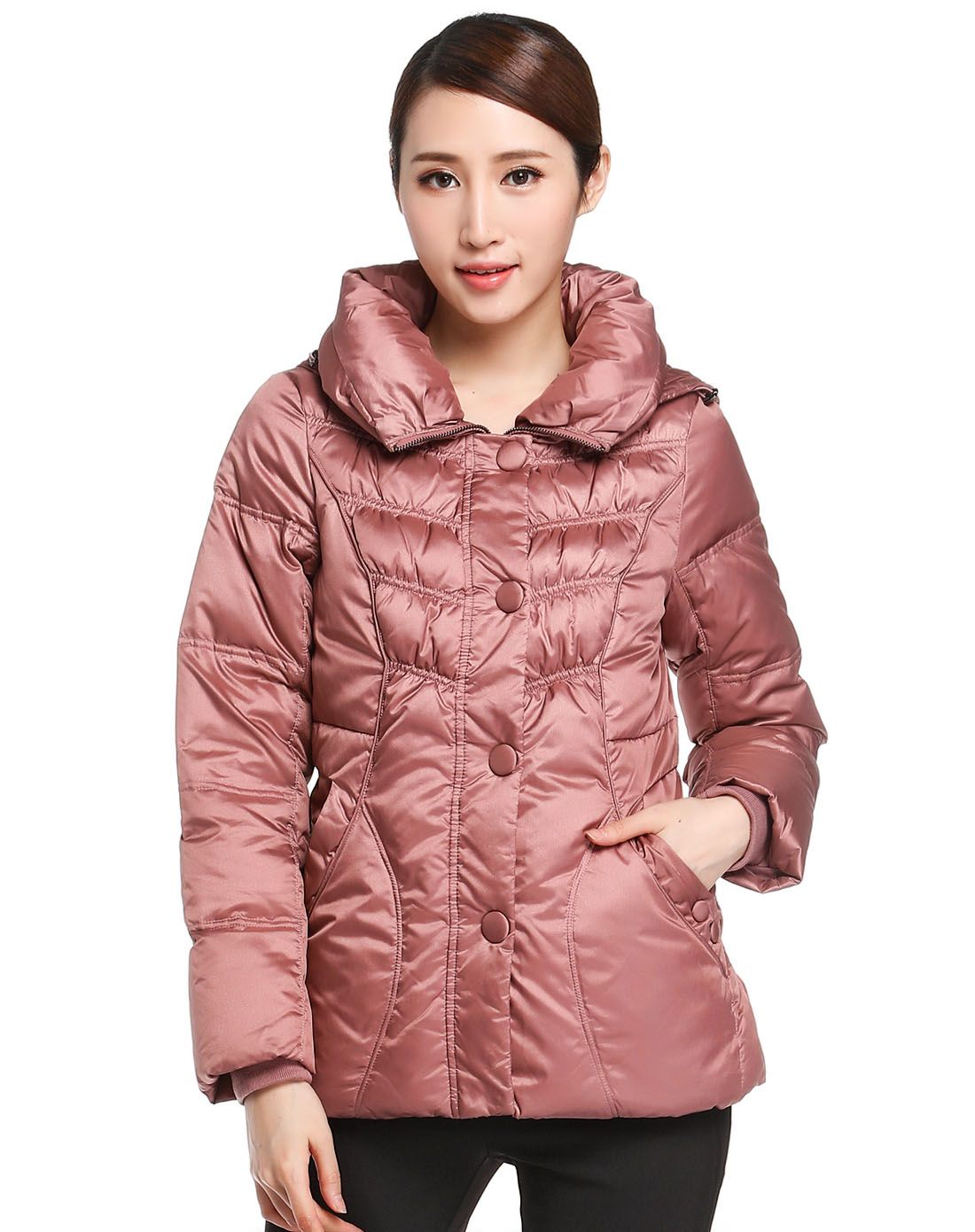 莱姿女士虾肉色羽绒衣wwej111mb_唯品会