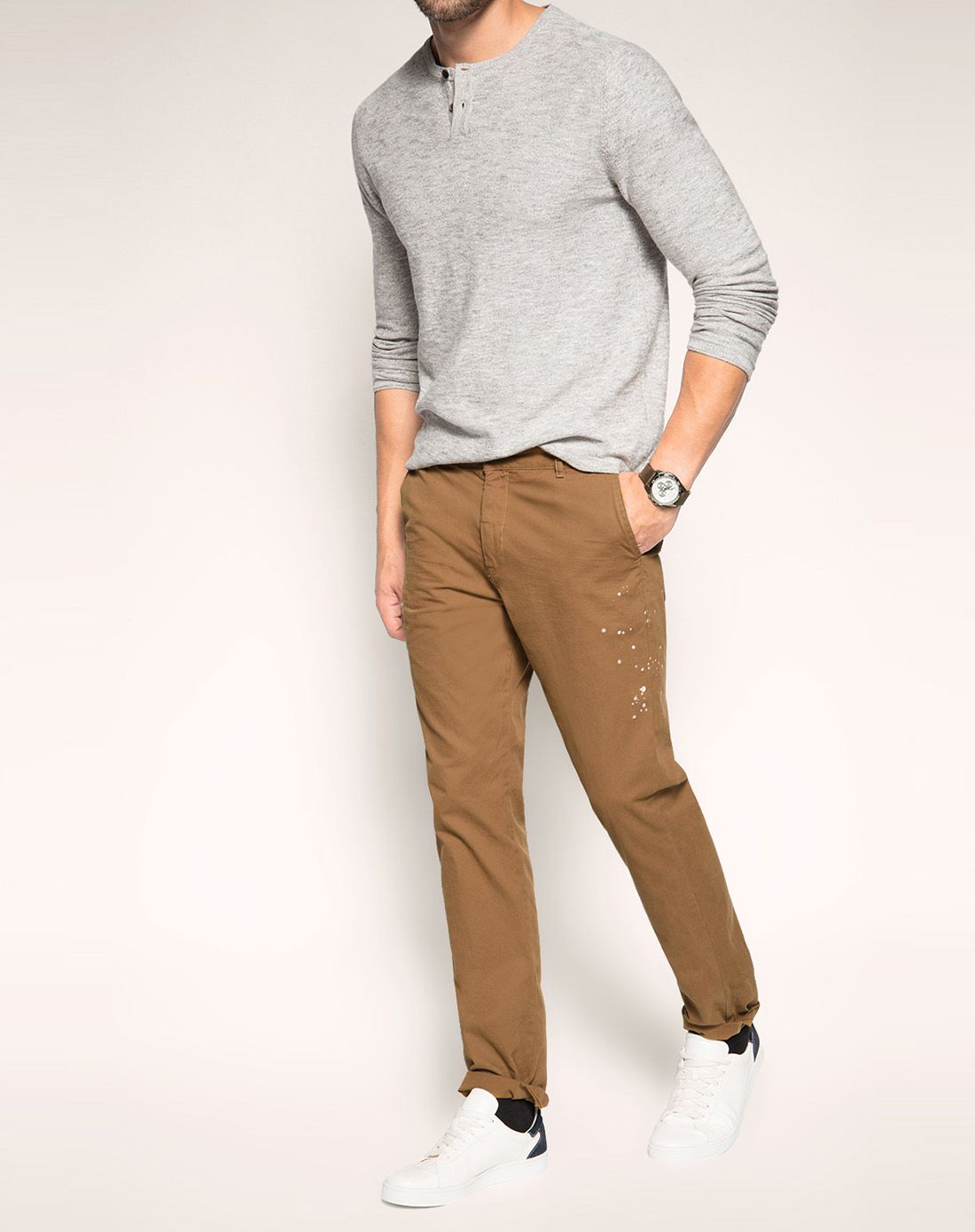 男士棕色时尚款休闲长裤