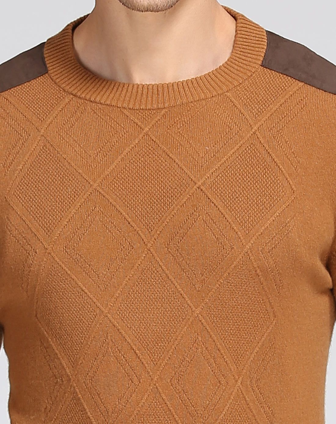 花花公子playboy羊绒男女男款褐黄圆领套衫595176538_唯品会