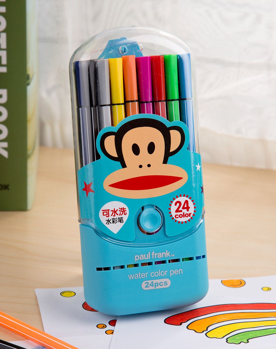 【两件起售】大嘴猴儿童卡通24色筒装水彩笔-蓝色