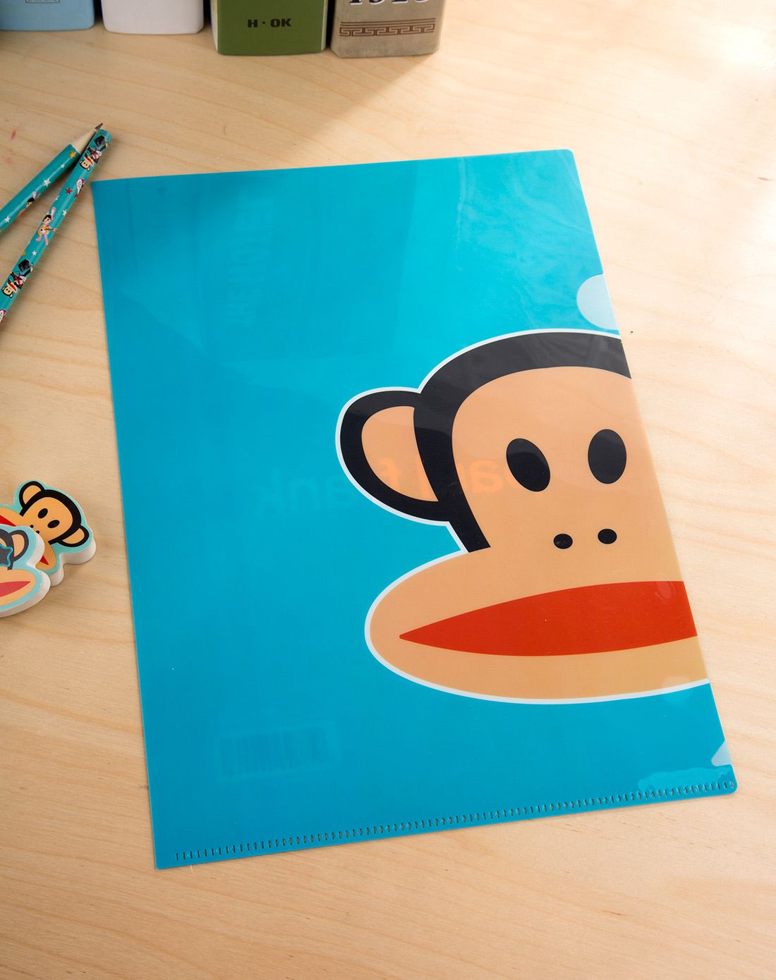 【五件起售】大嘴猴儿童卡通l型文件夹-颜色随机