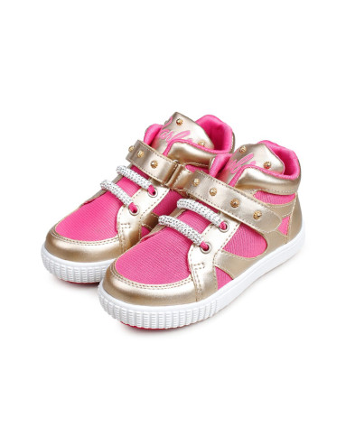 芭比女童金色中帮板鞋