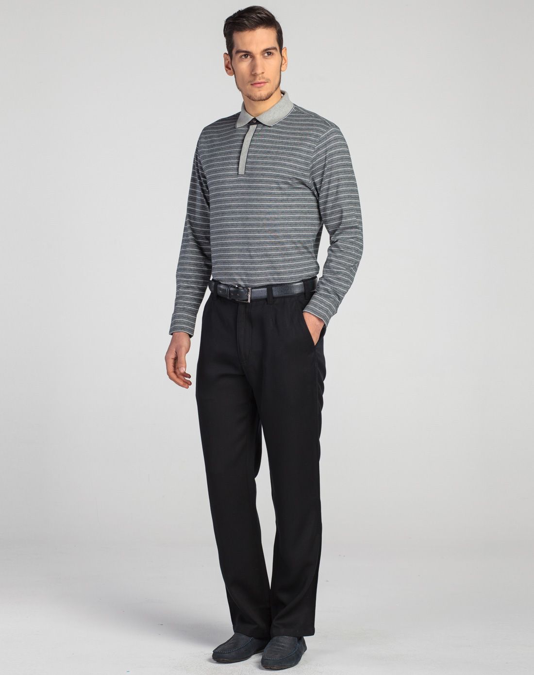 valent coupeau古柏灰色横纹100%棉长袖t恤7222112_唯品会