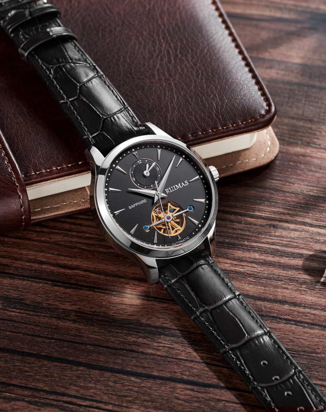 瑞马仕 陀飞轮双显时男士休闲皮带机械表