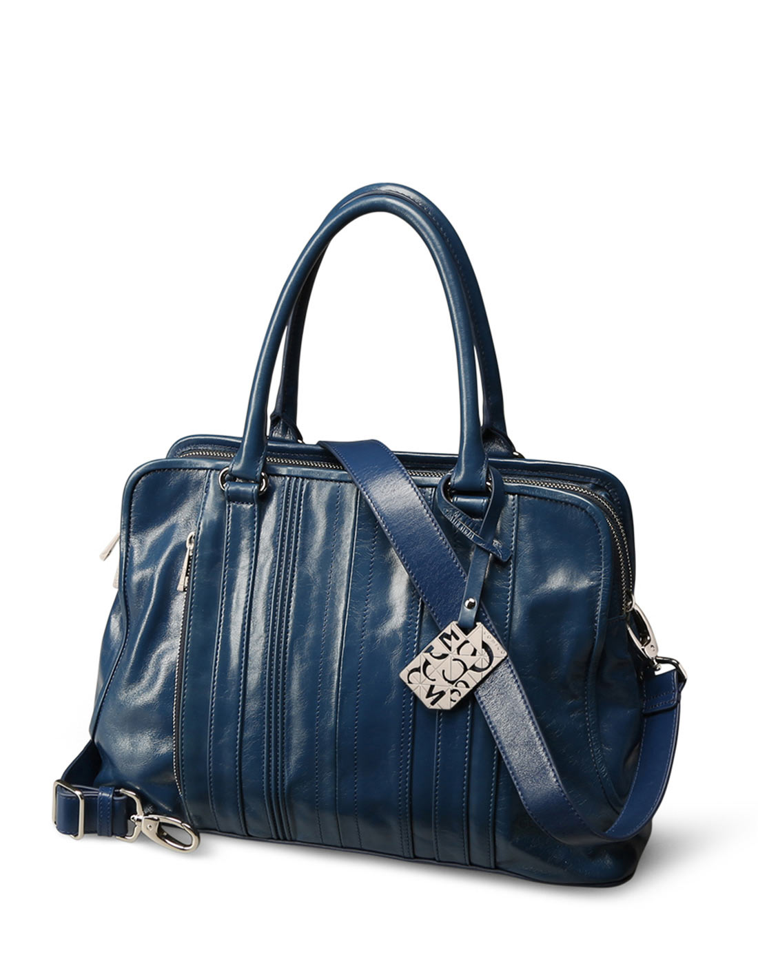 comico高美高女款蓝色时尚车缝线装饰单肩手提斜跨包c4732