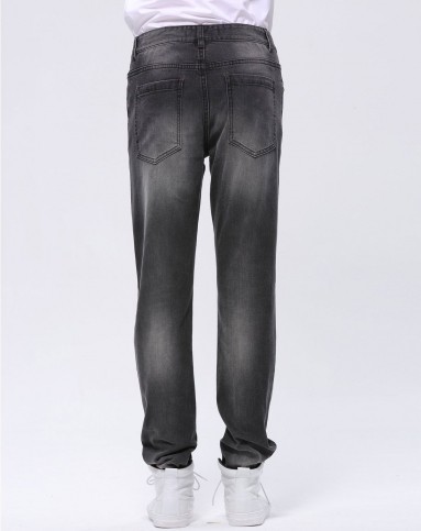 灰色男装长牛仔裤