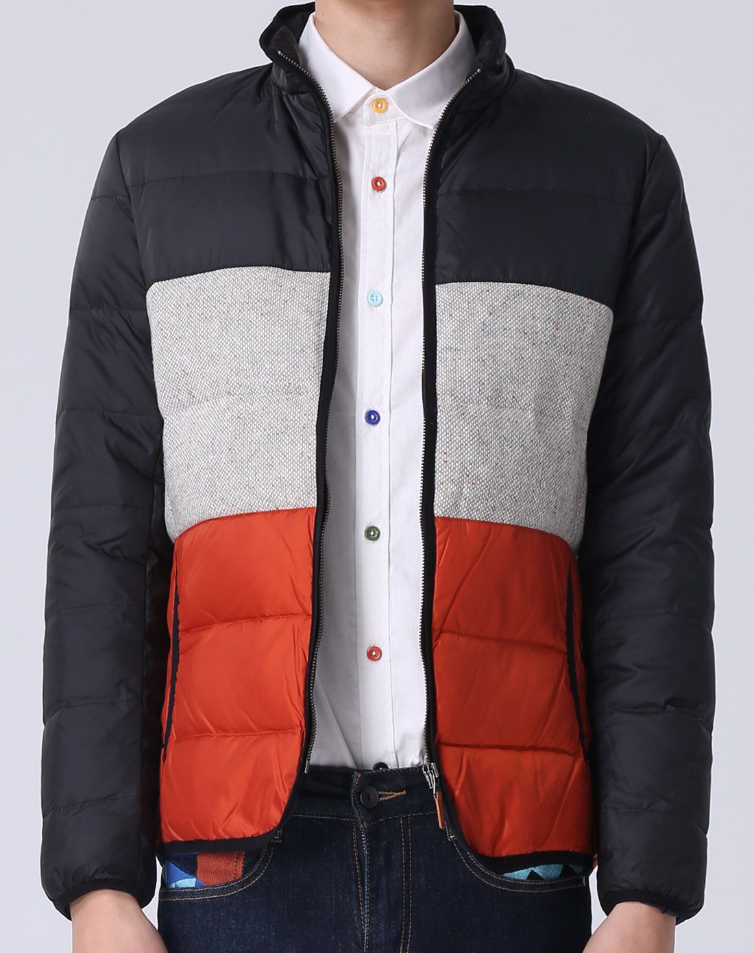 摩高mogao黑色男装三节拼接羽绒861153011999黑色_唯品会