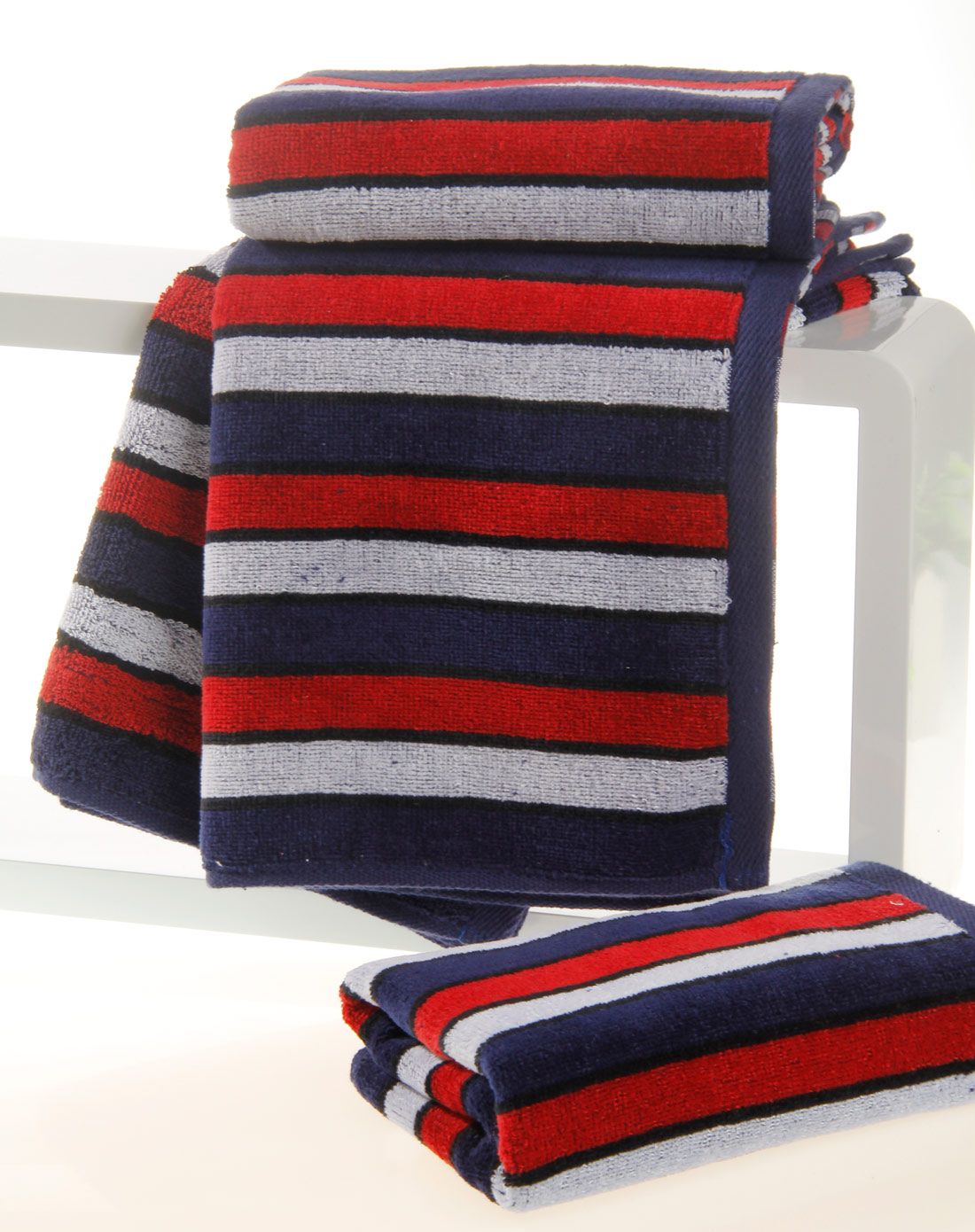 条纹男士毛巾4条装*蓝色