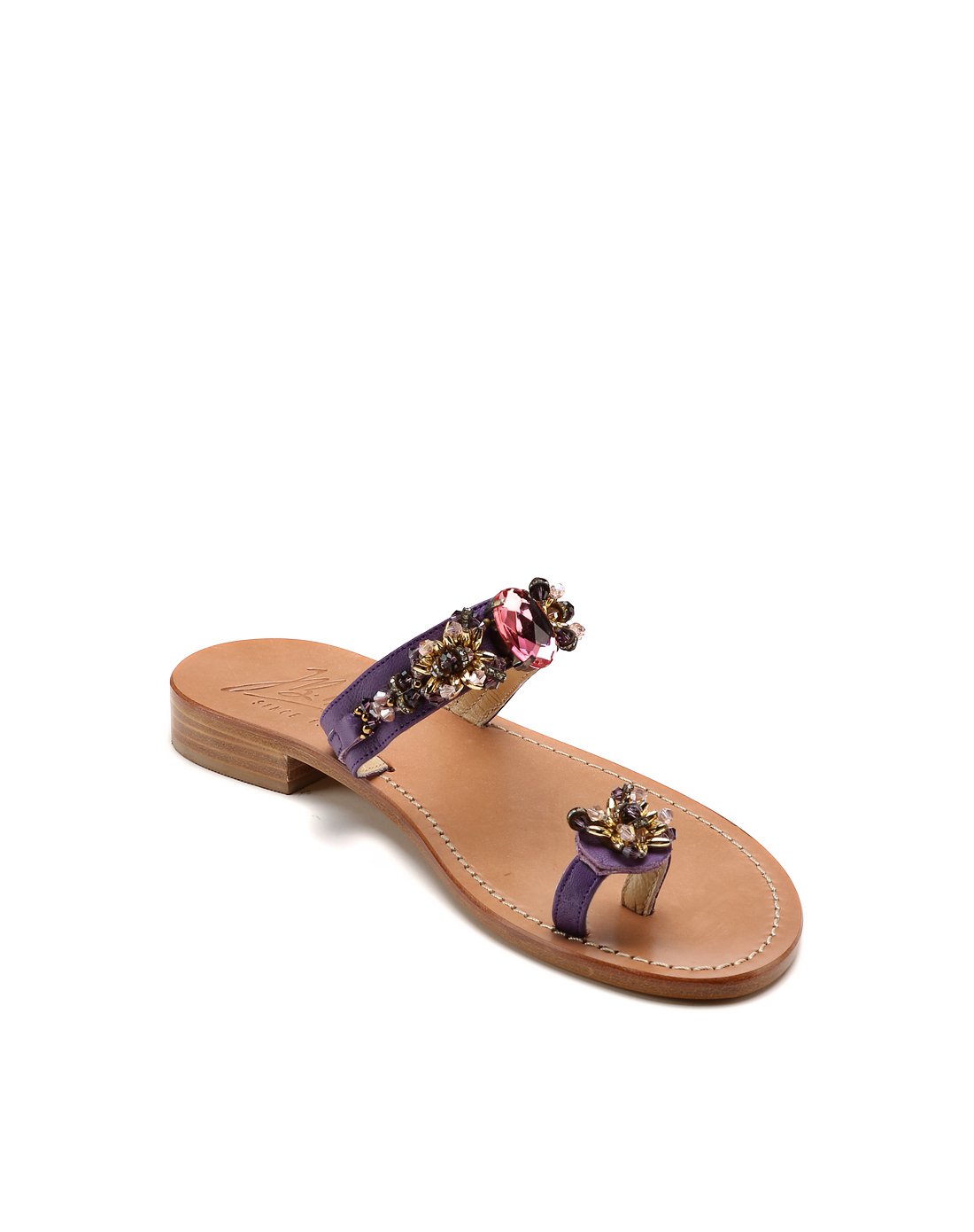 jb martin女士彩色水钻驼色夹脚平底凉鞋