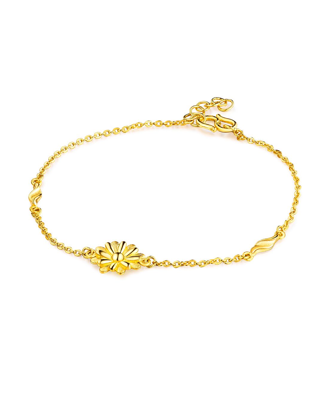 足金矢车菊黄金手链3.43克