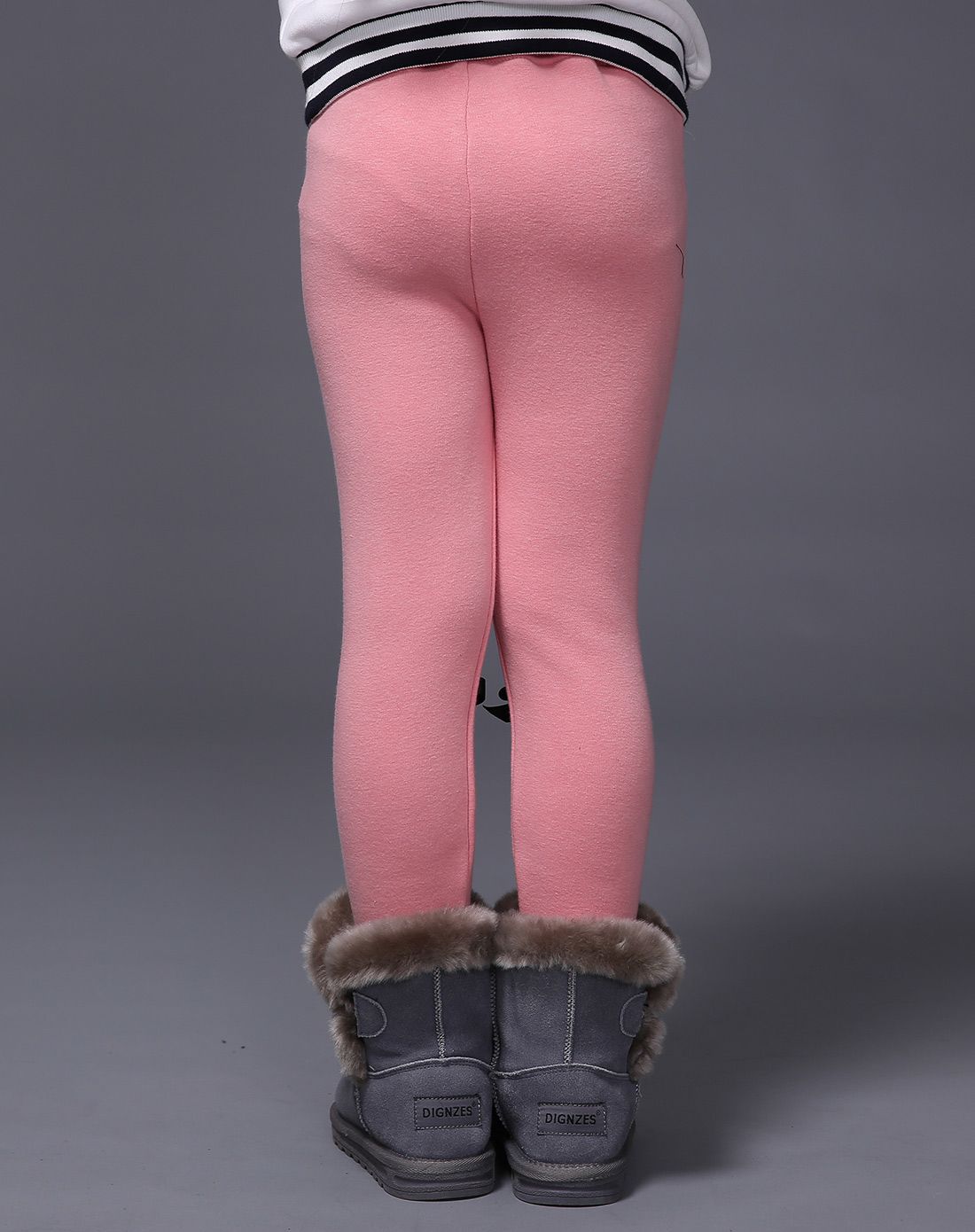 女童粉色加绒打底裤