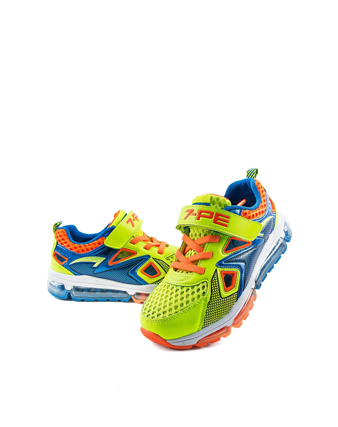 七波辉7-pe男女童鞋七波辉正品 春夏新品 男小童荧光绿休闲框子鞋 单